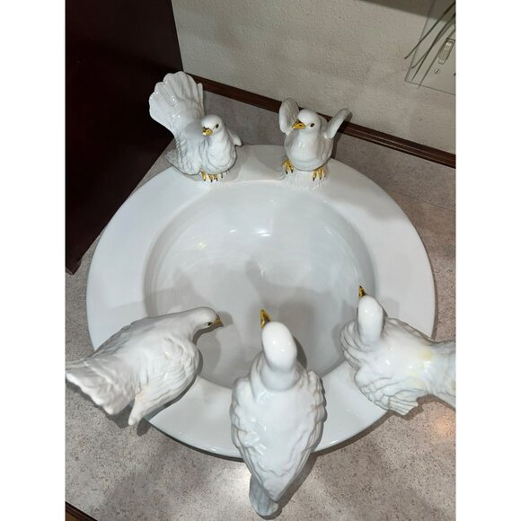 Doves Bird Bath Bowl-Italian Ceramic - Picture 7 of 14